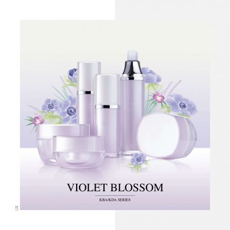 Quadratische Acryl-Luxus-Kosmetik- und Hautpflegeverpackungen - Violet Blossom-Serie